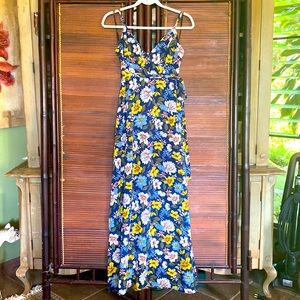 Long blue flower dress
